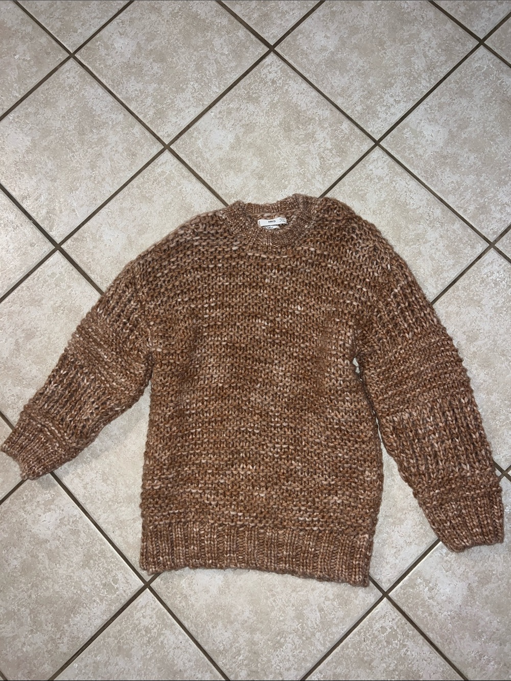 Mango Women's Chunky Crewneck Sweater in Brown